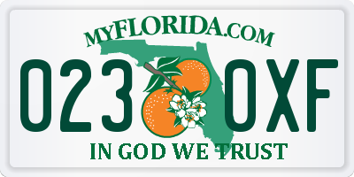 FL license plate 0230XF