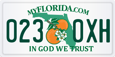 FL license plate 0230XH