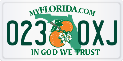 FL license plate 0230XJ