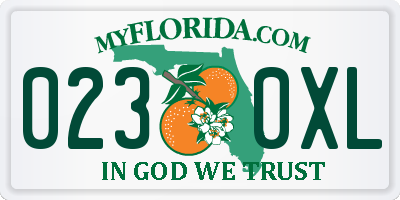 FL license plate 0230XL