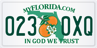 FL license plate 0230XQ