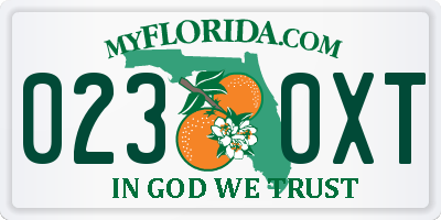 FL license plate 0230XT