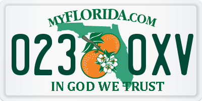 FL license plate 0230XV