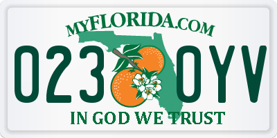 FL license plate 0230YV