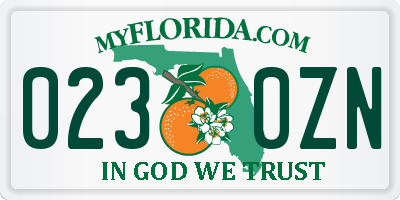 FL license plate 0230ZN