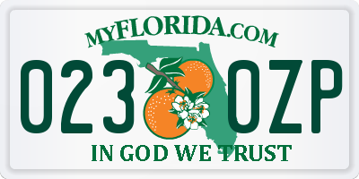 FL license plate 0230ZP