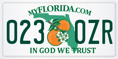 FL license plate 0230ZR