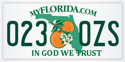 FL license plate 0230ZS