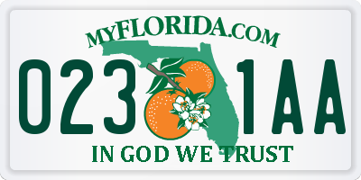 FL license plate 0231AA