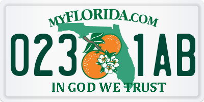 FL license plate 0231AB