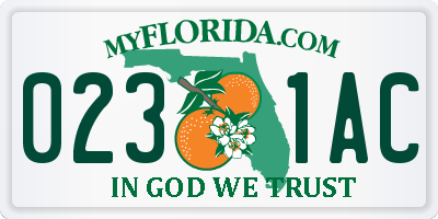 FL license plate 0231AC