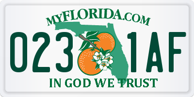 FL license plate 0231AF