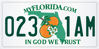 FL license plate 0231AM