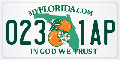 FL license plate 0231AP