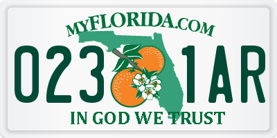 FL license plate 0231AR