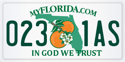FL license plate 0231AS