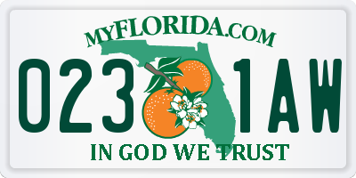 FL license plate 0231AW