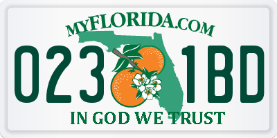 FL license plate 0231BD