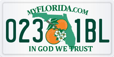 FL license plate 0231BL