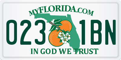 FL license plate 0231BN