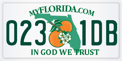 FL license plate 0231DB