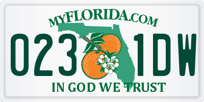FL license plate 0231DW