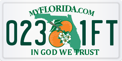 FL license plate 0231FT