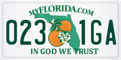 FL license plate 0231GA