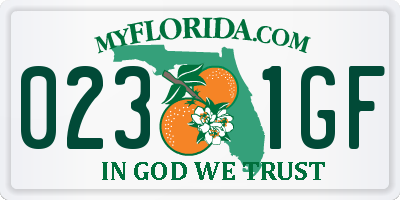 FL license plate 0231GF