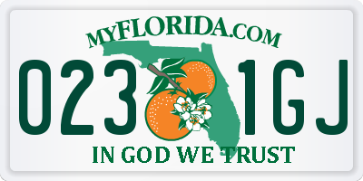 FL license plate 0231GJ
