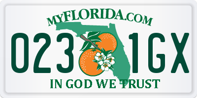 FL license plate 0231GX
