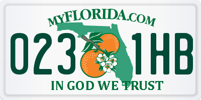 FL license plate 0231HB