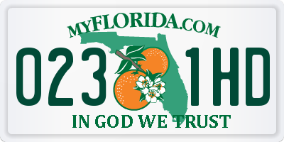 FL license plate 0231HD