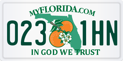 FL license plate 0231HN