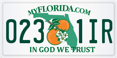 FL license plate 0231IR