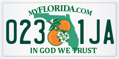 FL license plate 0231JA