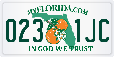 FL license plate 0231JC
