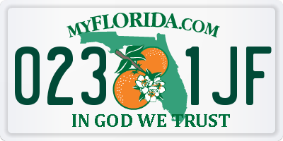 FL license plate 0231JF
