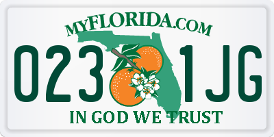 FL license plate 0231JG