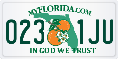 FL license plate 0231JU