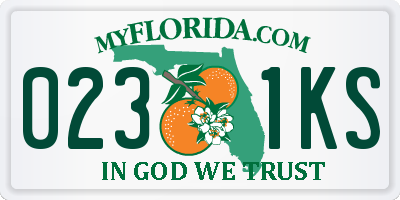 FL license plate 0231KS