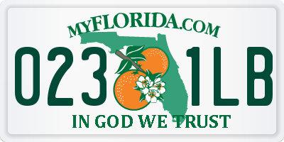 FL license plate 0231LB