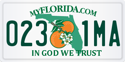 FL license plate 0231MA