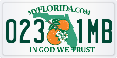 FL license plate 0231MB