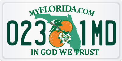 FL license plate 0231MD