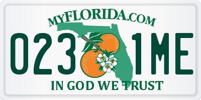 FL license plate 0231ME