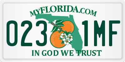 FL license plate 0231MF