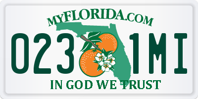 FL license plate 0231MI