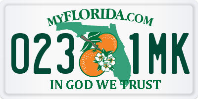 FL license plate 0231MK