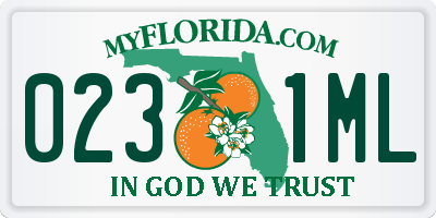 FL license plate 0231ML